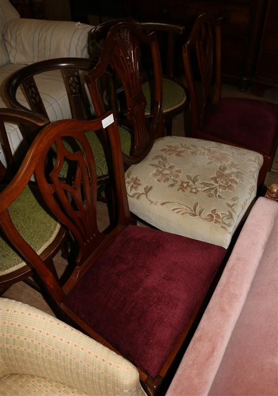 Pr mahogany dining chairs & another